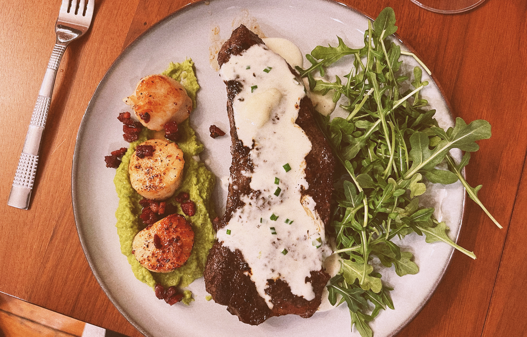 Seared Sea Scallop & Gingered Pea Puree